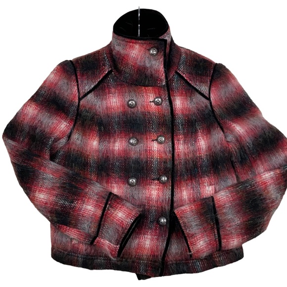 Free People Buffalo Shadow Plaid Wool Moto Military Jacket Small - Picture 4 of 15